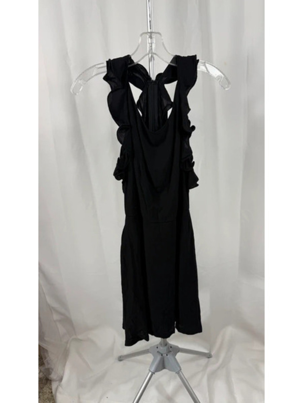 Impressions Small Black Ruffle Dress Sleeveless Cocktail Party Chic